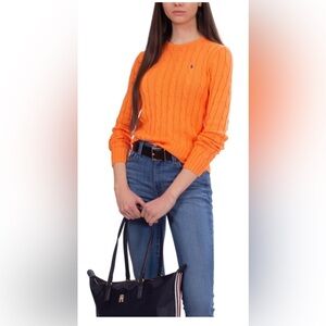 Polo by Ralph Lauren Vibrant Orange cable Crewneck Sweater XS women